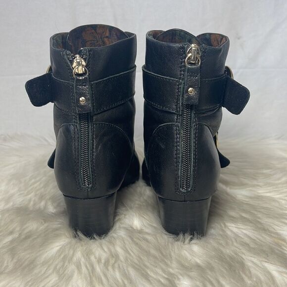 OUO Black Leather Strappy Booties Sz 6.5 - Picture 3 of 6
